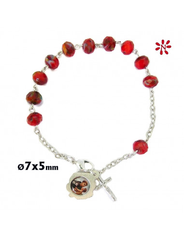 Rosario Brazalete Cristal Oval Rojo...