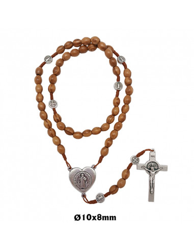 Rosario madera y cuerda Via Crucis 8mm medallas foto