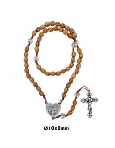 Rosario madera olivo oval 10x8mm...