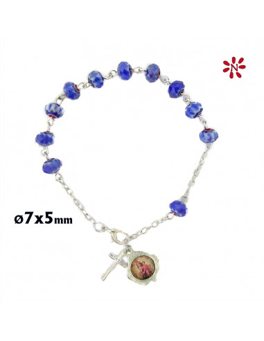 Rosario Brazalete Cristal Oval Azul...