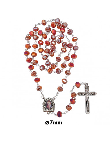 Rosario Cristal Tallado 7X6mm Rojo...