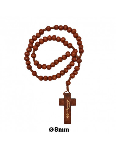 Rosario Madera Y Cuerda 6mm Cruz Madera Pax N3073
