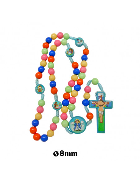 Rosario Madera Infantil Multicolor 8mm Con Fotos