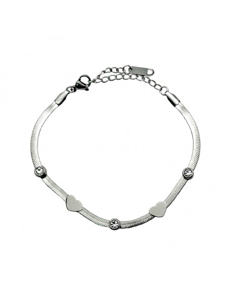 Pulsera Acero Rigido Corazones Con Cierre