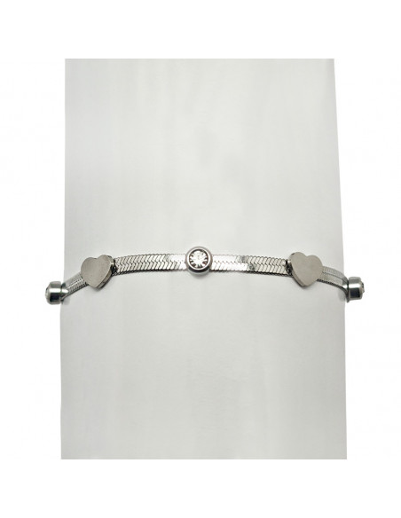 Pulsera Acero Rigido Corazones Con Cierre