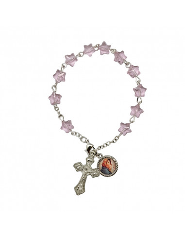 Brazalete Cristal Estrellas Rosas 8Mm