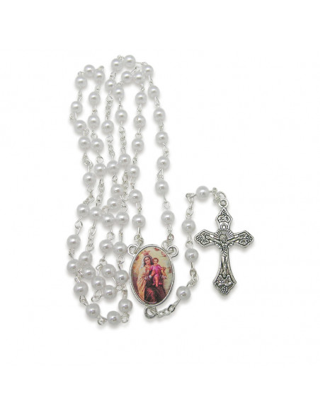 Rosario Perla 5mm En Caja Flor Para Personalizar