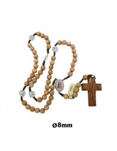 Rosario Madera 8Mm Olivo Padre Pio En...