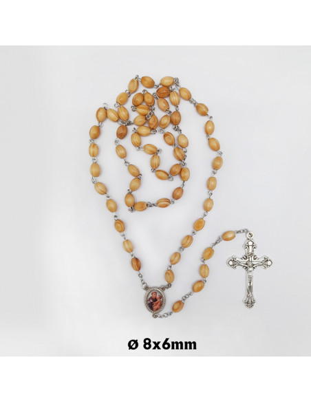 Rosario Madera Oval 8X6mm Tipo Olivo