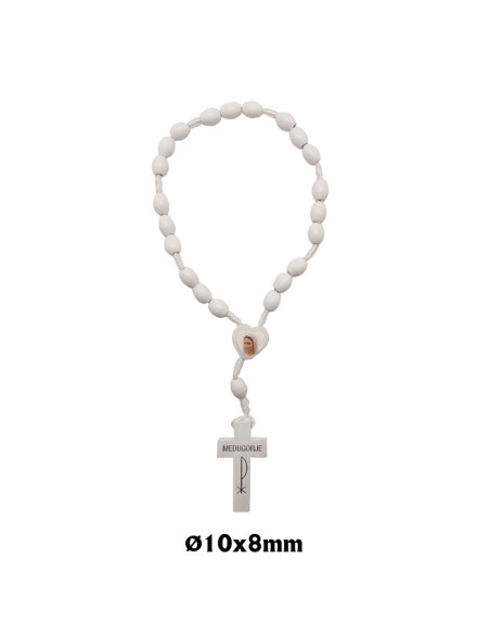 Rosario Madera Olivo Oval 10X8mm Virgen Milagrosa Maria Forma Corazon Y Paters