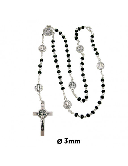 Rosario Madera Elastico 5Mm Marron Paters Claros Con Medalla San Cristobal Y Milagrosa