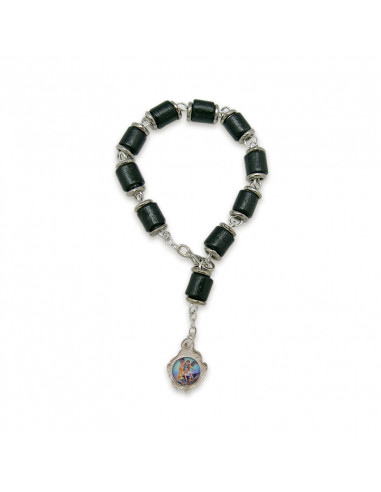 Brazalete Madera Negra Cilindro Con...
