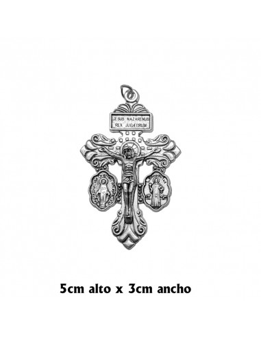 Cruz Metal del Perdon con Medallas Virgen Milagrosa y San Benito
