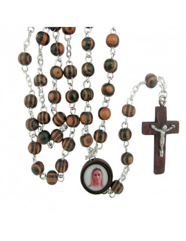 Rosario Madera Oscura Rayada 5Mm...