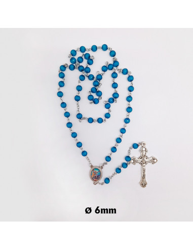Rosario Plastico Tallado Azul 6mm