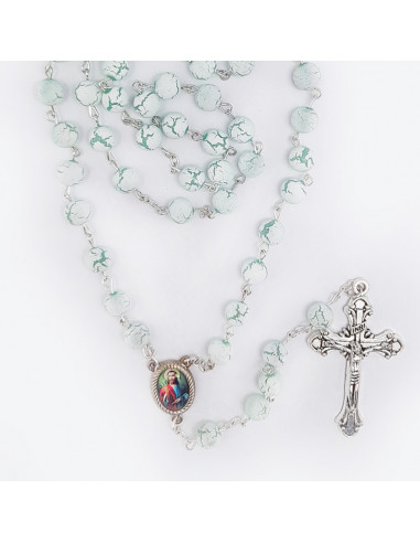 Rosario Plastico Liso Agua Marina Con...