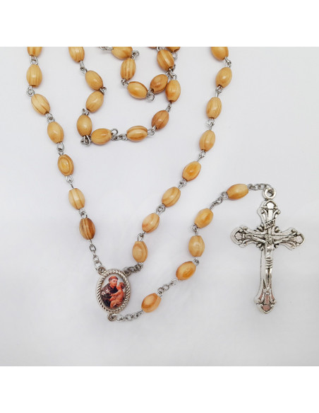 Rosario Madera Oval 8X6mm Tipo Olivo