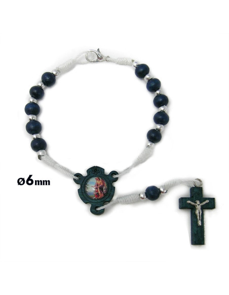 Decena Madera Roja 8X6mm Cuerda Bolitas Metal Cruz Cristo Mosqueton