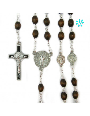 Rosario Madera Marron Oval San Benito...