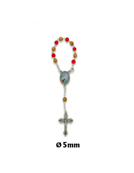 Rosario Madera Oval 8X6mm Del Peregrino Con Dos Pies En Los Paters