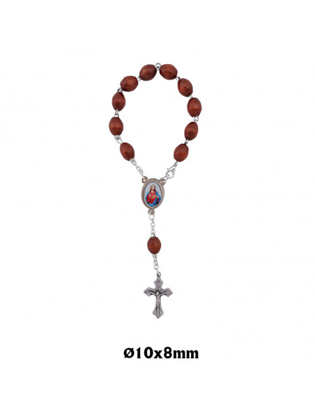 Rosario Madera Y Cuerda Santiago 6X7mm Rojo Paters Blancos Serigrafiados Mosqueton