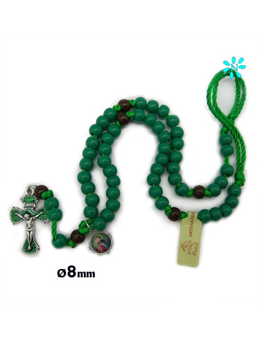 Rosario Plastico 8Mm Verde Cuerda...