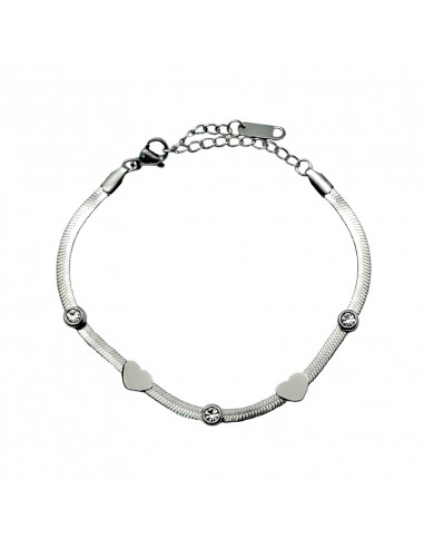 Pulsera Acero Rigido Corazones Con...