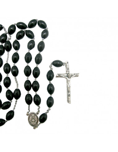 Rosario Plastico Oval Liso 10mm Negro