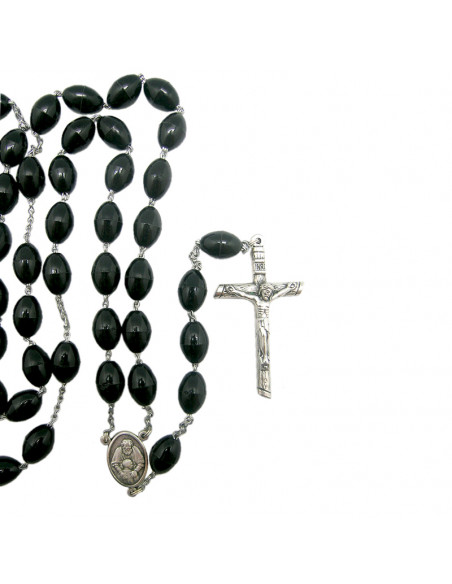 Rosario Plastico Oval Liso 10mm Negro