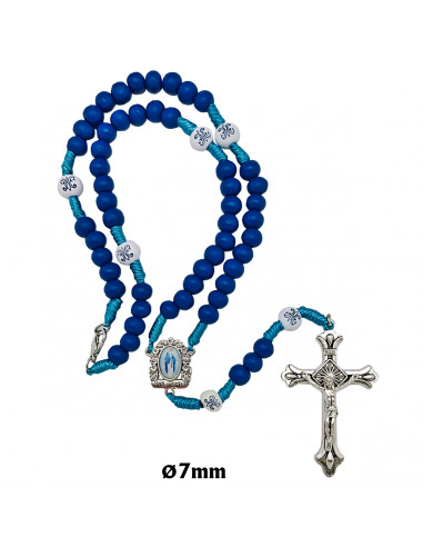 Rosario Madera Azul Y Cuerda Paters...