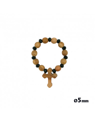 Rosario Decena Madera 7Mm Marron Redondo