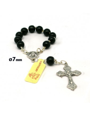 Decena Madera 8Mm Negro Redondo