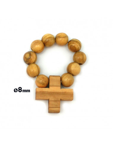 Decena Madera Olivo 8Mm Elastico Con...