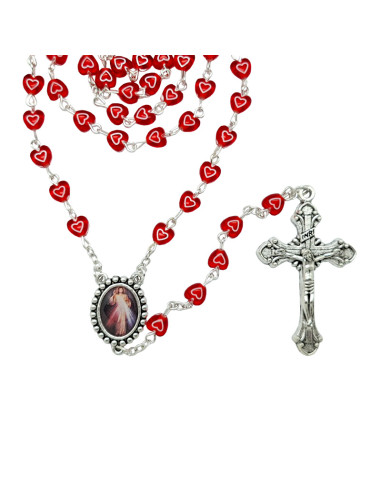 Rosario Plastico Corazon Rojo 6Mm Con...