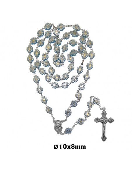 Rosario Madera Olivo Oval 10X8mm San Miguel Y Angel Guarda Maria Forma Corazon Y Paters