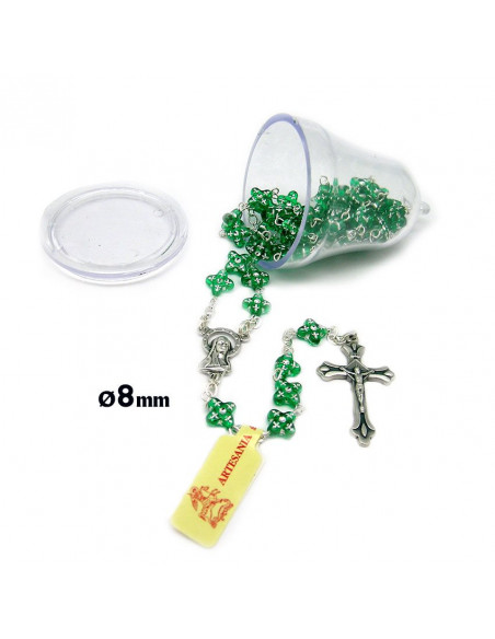 Rosario Plastico Redondo Azul 8Mm Tipo Mosaico