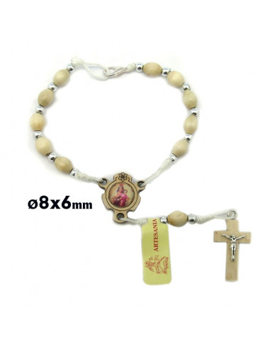 Decena Madera Oval Blanca 8X6mm...