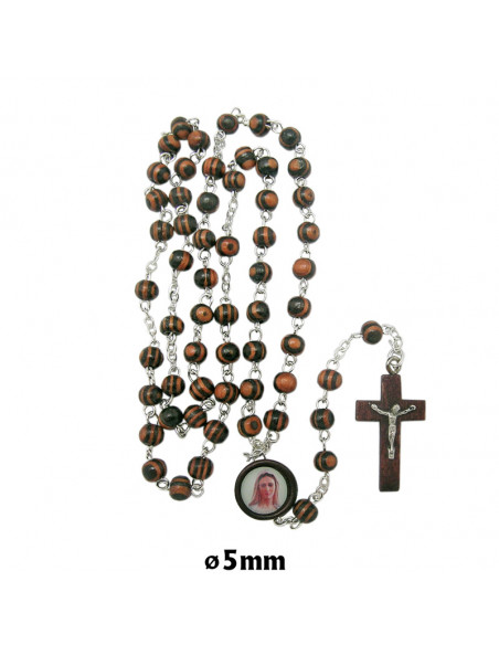 Rosario Madera Oscura Rayada 5Mm Imitacion Nogal