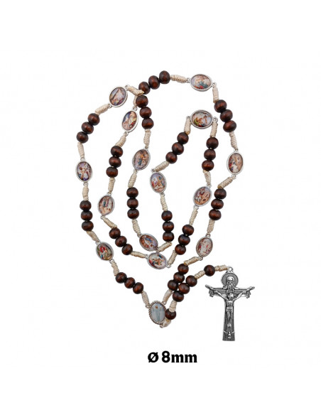 Rosario Madera Y Cuerda Via Crucis 8Mm Medallas Foto