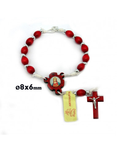 Decena Madera Roja 8X6mm Cuerda...