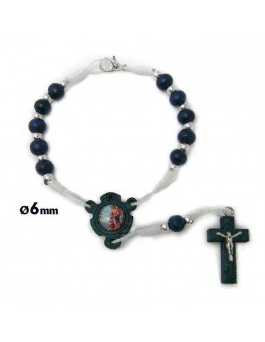 Decena Madera Azul 8X6mm Cuerda...