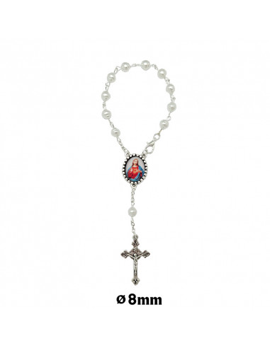 Decena plastico blanco perla rayada 6mm