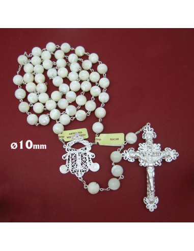 Rosario Nacar 10mm Liso Con Cruz Y...