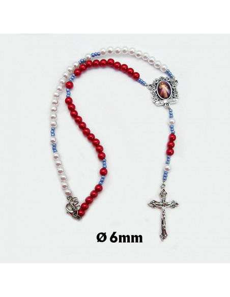 Rosario Collar Plastico Jesús Misericordioso Tres Tonos