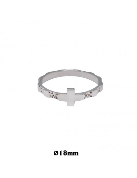 Rosario Anillo Plata Plano Cruz Lisa 26mm
