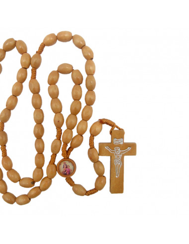 Rosario Madera Y Cuerda Oval 9X7mm...