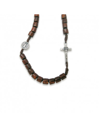 Rosario Collar Madera Cilindro 6Mm...