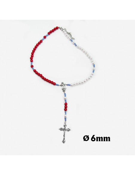 Rosario Collar Plastico Jesús Misericordioso Tres Tonos