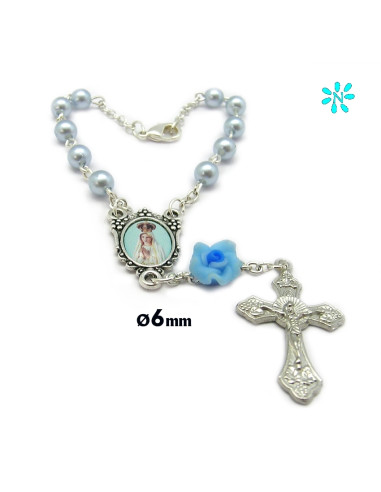 Rosario Plastico 6 Mm Azul Liso En...