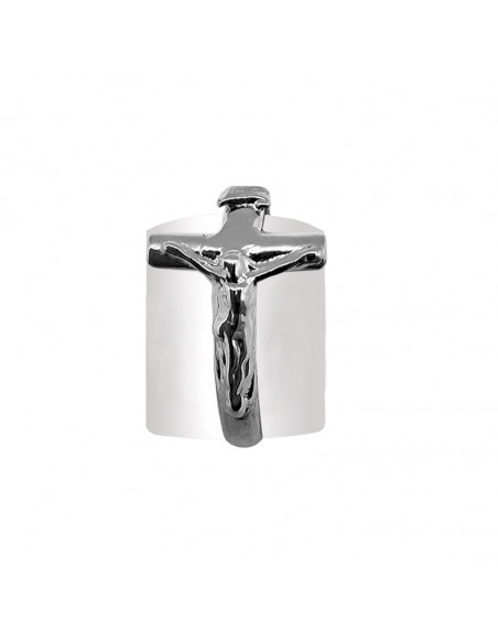 Rosario Anillo Plata Liso Con Cruz Grande 18mm